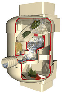 Quattro Twist downspout filter diverter functional diagram