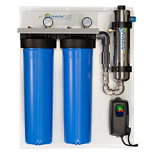 RainFlo (Double) 10 GPM Complete UV Disinfection System, Aluminum Panel, Blue, R-L
