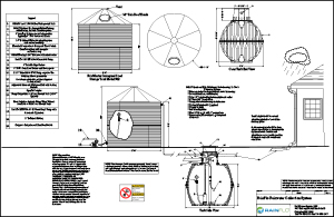 RainFlo 3400 gallon corrugated steel tank system above ground tank with 1700 gallon Carat tank below ground   