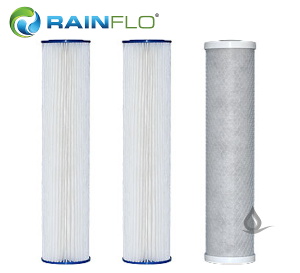 RainFlo Basic, 20 inch Triple, 20 Micron 5 Micron Pleated and Carbon Block Filters
