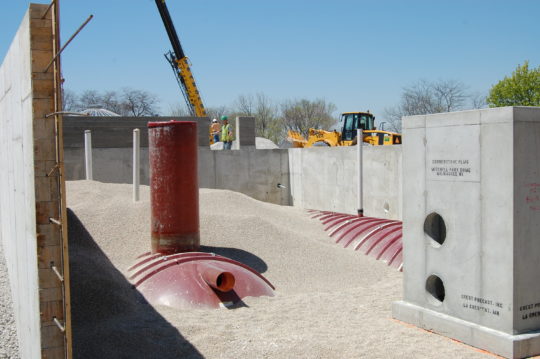 Xerxes fiberglass rain harvesting tank installation in the ground