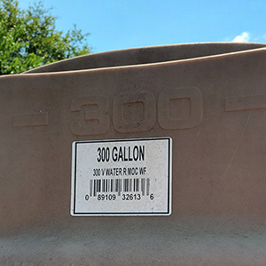 300 Gallon Snyder Rain Harvesting Tank Mocha- REPAIRED