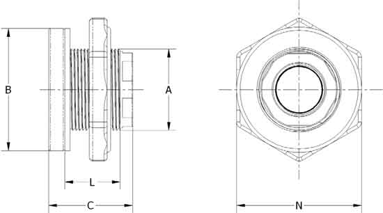 Agrico Plastics, Bulkhead Fitting, PVC 4