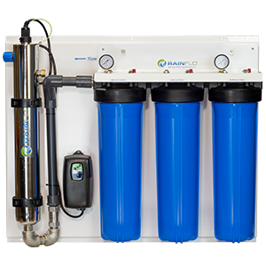 RainFlo (Triple) 25 GPM Complete UV Disinfection System, Aluminum Panel, Blue, R-L