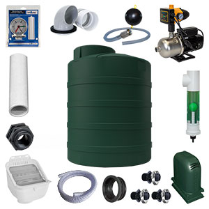 500 Gallon Preconfigured Above Ground Rainwater Collection System - Green