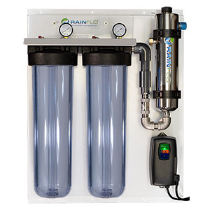 RainFlo (Double) 10 GPM Complete UV Disinfection System, Aluminum Panel, Clear, R-L
