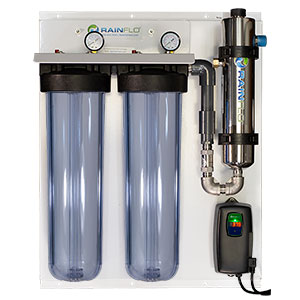 RainFlo (Double) 15 GPM Complete UV Disinfection System, Aluminum Panel, Clear, L-R