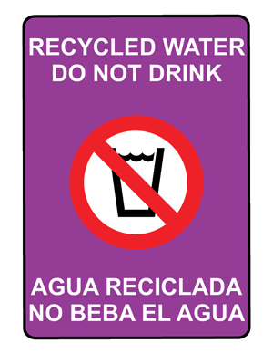 Recycled water. Do not drink. (Purple - Bilingual)