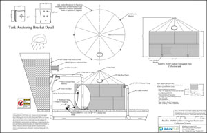 RainFlo 10,000 gallon rainwater harvesting system with corrugated steel tank, Optimax Industrial pre-filter and MHP75A automatic pump   